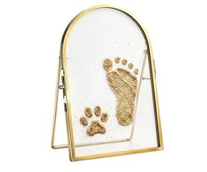 Kit D'empreintes De Main Et De Pied Encadrement En Métal Doré Avec | Cadre Souvenir pour Empreinte Patte Parfait pour Chat Chien Chiot, Chevet de Chambre