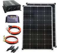 Kit d'énergie solaire - Alimentation électrique - Production d'énergie - Panneau monocristallin - 2 x 100 Watts - Jaune