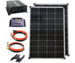 Kit d'énergie solaire - Alimentation électrique - Production d'énergie - Panneau monocristallin - 2 x 100 Watts - Jaune
