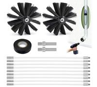 Kit d'entretien de cheminée pour poêles à granulés, comprenant 14 pièces : brosses en nylon flexibles, tiges de 410 mm, et poignée en plastique