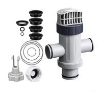 Kit d'entretien de piscine 14 pièces avec valve de tuyau double fente pour systèmes de filtre à sable Intex - Pièces de rechange ABS avec joints toriques et bouchon de vidange pour piscines hors sol