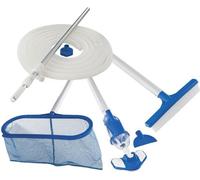 Kit d'entretien piscine hors sol Intex Vac+, Manche télescopique 1,12 m à 2,78 m, Tuyau 7,5 m, Ø 38 mm, Aspirateur, Épuisette, Brosse