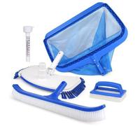 Kit d'Entretien Piscine Premium 5-en-1 | Ensemble de Nettoyage Complet, Brosse, Épuisette de Fond, Éponge Ligne d'Eau et Thermomètre