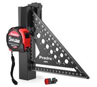 Kit d'équipe rapide menuisier Preciva avec limiteur angulaire, carrés multifonctions en aluminium + mètre 5 m + support de ceinture, outils de mesure pour bois et bricolage