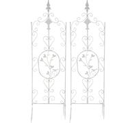 kit d'escalade en 2 parties - obélisque de jardin - fer artisanal - patine antique | Couleur : blanc antique