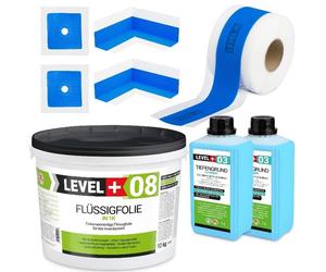Kit d'étanchéité Feuille liquide 12 kg Ruban d'étanchéité 10mb Primer Douche dans la salle de bain - LEVEL+ SET303