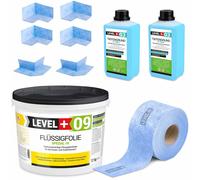 Kit d'étanchéité Feuille liquide 12 kg Ruban d'étanchéité 10mb Primer, Salle de bain Douche Balcon Level+ SET60