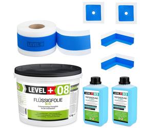 Kit d'étanchéité Feuille liquide 12kg Bande d'étanchéité 20mb Sous-couche Douche de salle de bain - LEVEL+ SET324