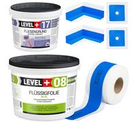 Kit d'étanchéité Feuille liquide 12kg Primaire pour carrelage 4kg Bande d'étanchéité 10mb Douche - LEVEL+ SET337