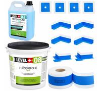 Kit d'étanchéité Feuille liquide 20kg Bande d'étanchéité 20mb Primaire 5L Douche dans la salle de bain - LEVEL+ SET326