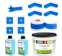 Kit d'Étanchéité SET320 - 9,5 kg de Film Liquide, 4 Coins Intérieurs, 1 Coin Extérieur, 4 Manchettes Murales, 15 m de Bande - Fond de Profondeur 2 L - Pour Douche