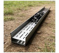 Kit d'évacuation de tranchée en acier inoxydable pour terrasse, cour, garage, allée - Système de canaux de drainage rectangulaires avec grilles d'égout et crépines de gouttière