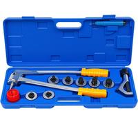 Kit d'expansion de tubes - Outil manuel d'élargissement de tubes de 10 à 28 mm - 7 embouts - Avec coupe-tube et ébavureur - Pour cuivre, aluminium, acier flexible - Bleu, livré avec une mallette