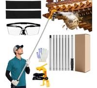 Kit d'extension de canettes pulvérisateurs de 3,2 m avec barre télescopique et équipement de protection - Pour spray à guêpes et cornes, angle réglable avec gants, protège-bras et lunettes de