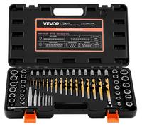 Kit d'extracteurs de boulons VEVOR avec forets, 65 pièces. Extracteurs de vis avec adaptateurs et coffret de rangement robuste (noir), extracteurs de vis en acier Cr-Mo pour retirer les boulons, écrou