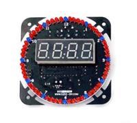 Kit d'horloge électronique numérique à faire soi-même avec moniteur de température et base rotative, rouge 80 mm, kit d'entraînement à la soudure pour étudiants (B)