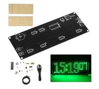 Kit d'horloge LED à monter soi-même, point CC 5 V pour affichage MATRIX avec capteur de température, boîtier en acrylique, projet d'assemblage électronique pour bureau à domicile, bleu (vert)