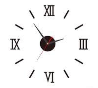 Kit d'horloge murale à faire soi-même - Grande horloge miroir en acrylique - Lumineuse - Silencieuse - Sans tic-tac - Sans perforation - Décoration pour salon, chambre à coucher, bureau, maison (noir)