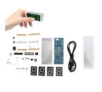 Kit D'horloge Numérique LED Diy, Montage Simple, Boîtier Vert | Configuration Facile, Composants Non Assemblés, Plastique, pour Atelier Créatif et Apprentissage Pratique
