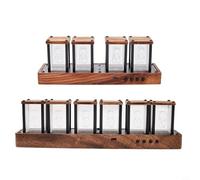 Kit d'horloge numérique RVB, boîtier en bois avec acrylique, écran LED 4/6 chiffres, WiFi & Type-C, couleurs réglables pour bureau (6 tubes)