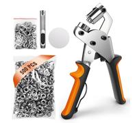 Kit d'œillets - Comprend une pince à sertir et une perforatrice de 10 mm - 500 œillets - Outil manuel - Pour ceintures, cuir, tissu, bâche