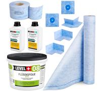 Kit d'imperméabilisation Film liquide 12kg Bande d'étanchéité 10mb Primer 2L Mat 2mb Level+ SET42
