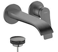 Kit d'installation Hansgrohe Vivenis 75050340 pour mitigeur de lavabo encastré, montage mural, bec de 192 mm, finition chrome noir brossé