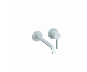 Kit d'installation KLUDI NOVA FONTE 20245O415 pour lavabo encastré, mitigeur monocommande deux trous, saillie 220 mm, bleu clair mat
