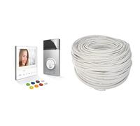 Kit d'interphone de Porte BTICINO 363911 avec Classe vidéo 300 x13e et Ligne 3000 Badge, Blanc & 336904 SCS Cordon 2 Broches, 200m