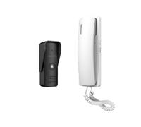 Kit d'Interphone Hikvision Sonnette DS-KV1100-ME2 IP55 Noir + Interphone DS-KH1101 Blanc