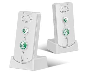 Kit d'interphone sans fil 2 pièces - Interphone vocal pour la maison - Portée de 500 m - Communication bidirectionnelle - Portable - Pour les seniors - Blanc