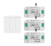 Kit d'interrupteur sans fil RF à 3 interrupteurs avec 3 récepteurs pour couloir, cage d'escalier et éclairage extérieur