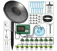 Kit d'irrigation goutte à goutte - Alimenté par énergie solaire - Minuteur programmable - Tuyau 15 m - Jardin et jardinière