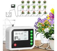 Kit d'irrigation goutte-à-goutte automatique intelligent avec affichage numérique LED, contrôleur d'arrosage programmable, système de micro-irrigation portable pour fleurs en pot, légumes, serres et