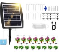 Kit d'irrigation goutte à goutte solaire - Minuterie d'arrosage - Minuterie analogique - Arrosage automatique - Panneau solaire 3 W -intégrée - Pour balcons et plantes en pot - Noir