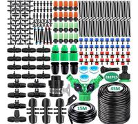 Kit d'irrigation goutte à goutte Unyqoos® pour jardin et serre, 281 pièces, 45 mètres de tuyau, raccordement avec filetage extérieur, économie d'eau pouvant atteindre 70 %