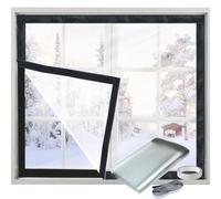 Kit d'isolation de fenêtre pour l'hiver en plastique épais, robuste, réutilisable et transparent - 99 x 122 cm