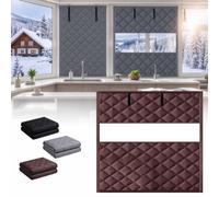 Kit D'Isolation De Fenêtre Rideau Thermique Isolant Anti Froid, 3 Couches Oxford Coupe-Vent Imperméable Sans Perçage, Enroulable Pour Hiver, Salon Et Chambre(Browns,65Wx200H cm)
