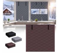 Kit D'Isolation De Fenêtre Rideau Thermique Isolant Anti Froid, 3 Couches Oxford Coupe-Vent Imperméable Sans Perçage, Enroulable Pour Hiver, Salon Et Chambre(Brun,190Wx200H cm)