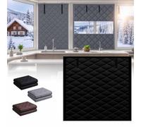 Kit D'Isolation De Fenêtre Rideau Thermique Isolant Anti Froid, 3 Couches Oxford Coupe-Vent Imperméable Sans Perçage, Enroulable Pour Hiver, Salon Et Chambre(Noir,190Wx200H cm)