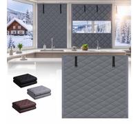 Kit D'Isolation De Fenêtre Rideau Thermique Isolant Anti Froid, 3 Couches Oxford Coupe-Vent Imperméable Sans Perçage, Enroulable Pour Hiver, Salon Et Chambre(Gris,85Wx200H cm)