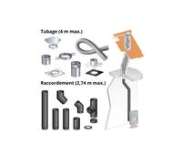 Kit DistriWest tubage 4 m + raccordement dévoyé 2 74 m pour poêle a bois 150 mm buse arrière boisseau rectangulaire départ plafond
