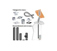 Kit DistriWest tubage 4 m + raccordement droit 2 6 m pour poêle à bois 150 mm buse arrière boisseau carré départ plafond