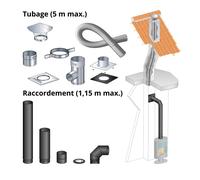 Kit DistriWest tubage 5 m + raccordement coudé 1 15 m pour poêle à bois 150 mm buse dessus boisseau carré départ mur