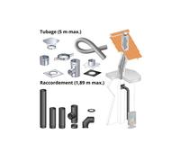 Kit DistriWest tubage 5 m + raccordement coudé 1 89 m pour poêle à bois 150 mm buse arrière boisseau rectangulaire départ mur