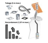 Kit DistriWest tubage 5 m + raccordement dévoyé 1 97 m pour poêle à bois 150 mm buse dessus boisseau carré départ plafond