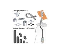 Kit DistriWest tubage 5 m + raccordement dévoyé 1 97 m pour poêle à bois 150 mm buse dessus boisseau rectangulaire départ plafond
