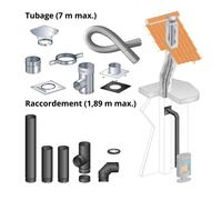 Kit DistriWest tubage 7 m + raccordement coudé 1 89 m pour poêle à bois 150 mm buse arrière boisseau carré départ mur