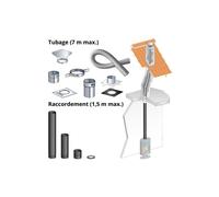 Kit DistriWest tubage 7 m + raccordement droit 1 5 m pour poêle à bois 150 mm buse dessus boisseau rectangulaire départ plafond