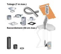 Kit DistriWest tubage 7 m + raccordement droit 50 cm pour poêle à bois 150 mm buse arrière boisseau carré départ mur